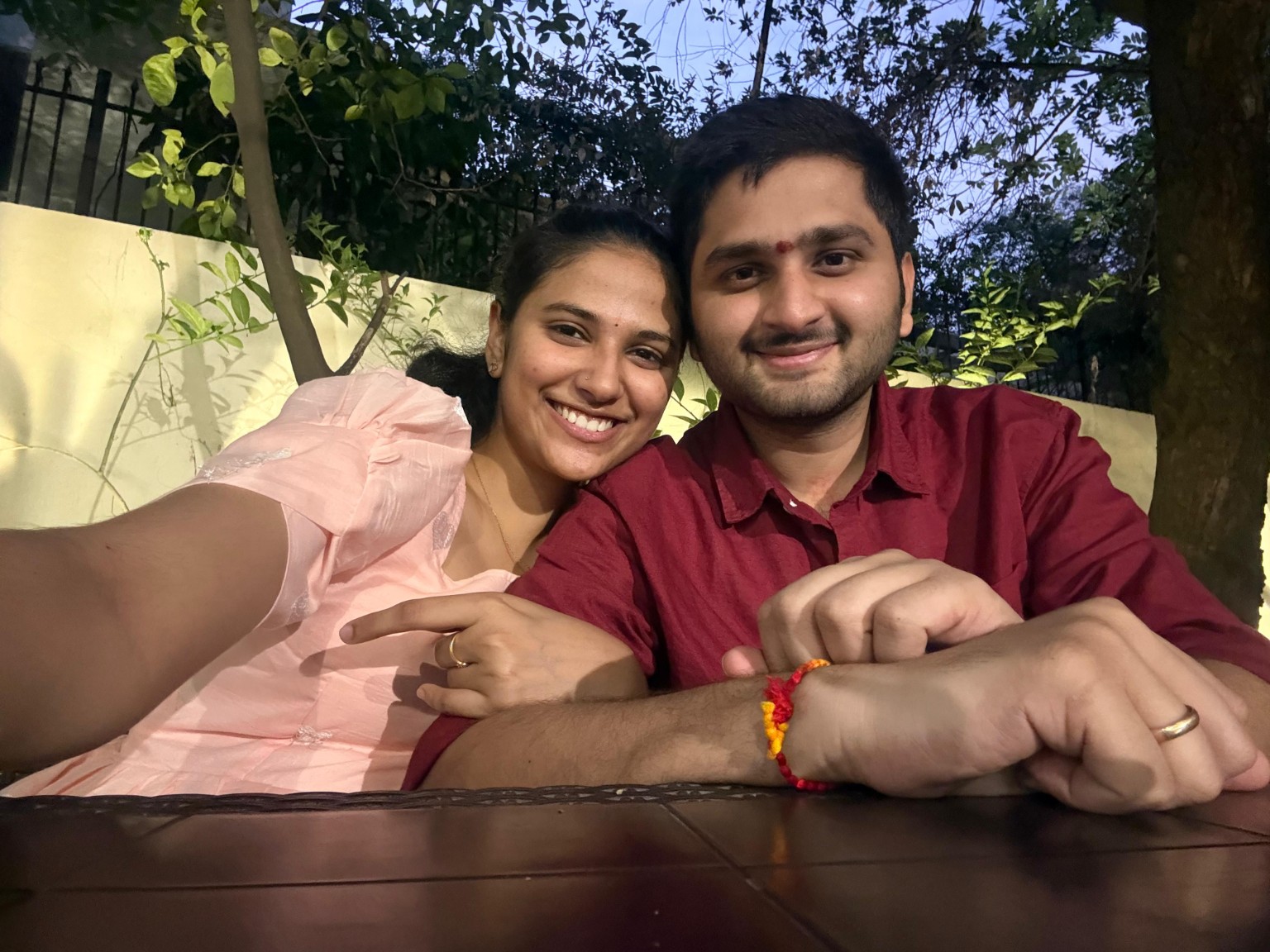 Smiling couple selfie